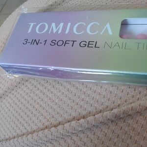 Tomicca 3 in 1 soft gel Nail Tips Sheer Pink 180 pieces 15 sizes